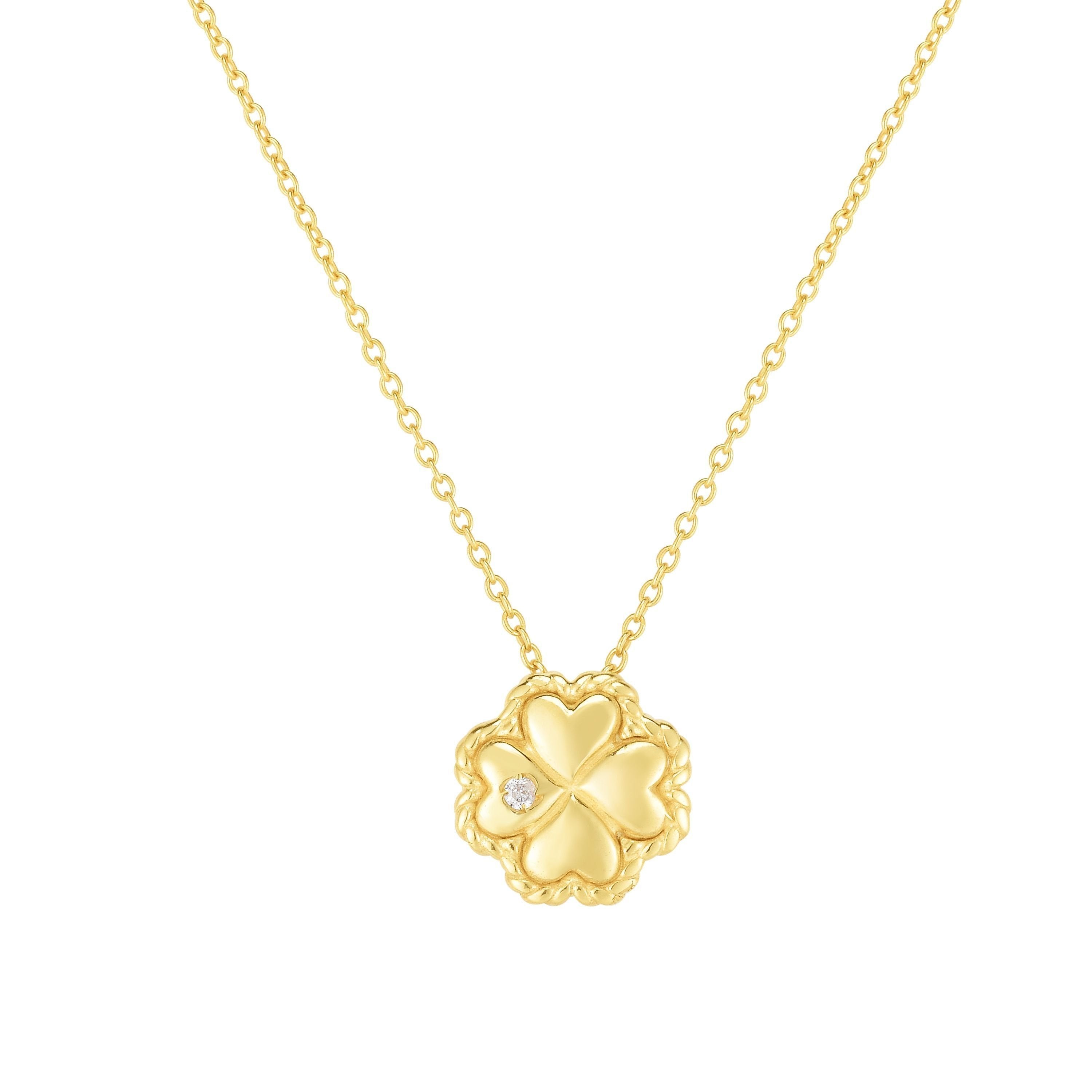 14k Yellow Gold Clover Necklace