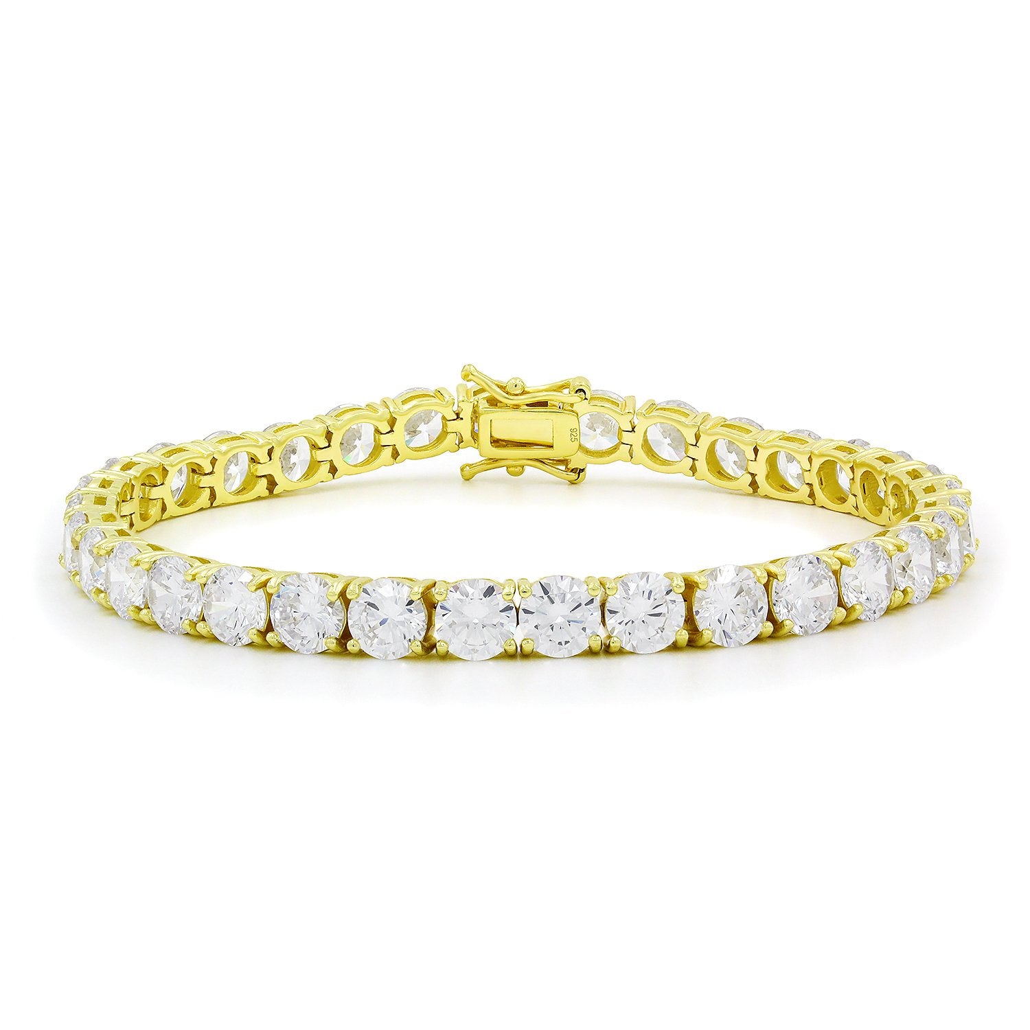 Yellow Gold Letter Single Micro Pave Diamond Bracelet (Diamond Initial Fashion Bracelet L (14K) (6+1))