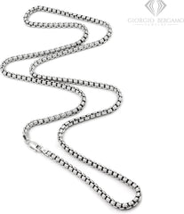 925 Sterling Silver 3.5mm Round Box Rhodium Chain