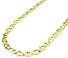 14K Yellow Gold 3mm Mariner Chain, FREE Microfiber Cloth, Solid Flat Anchor Link Necklace, Giorgio Bergamo