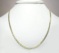 14K Yellow Gold 3mm Mariner Chain, FREE Microfiber Cloth, Solid Flat Anchor Link Necklace, Giorgio Bergamo