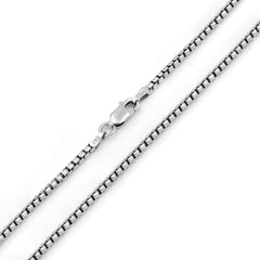 925 Sterling Silver 3.5mm Round Box Rhodium Chain