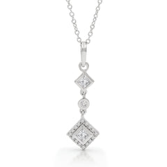 0.30 CTTW Moissanite Geometric Drop Pendant Necklace in 925 Sterling Silver