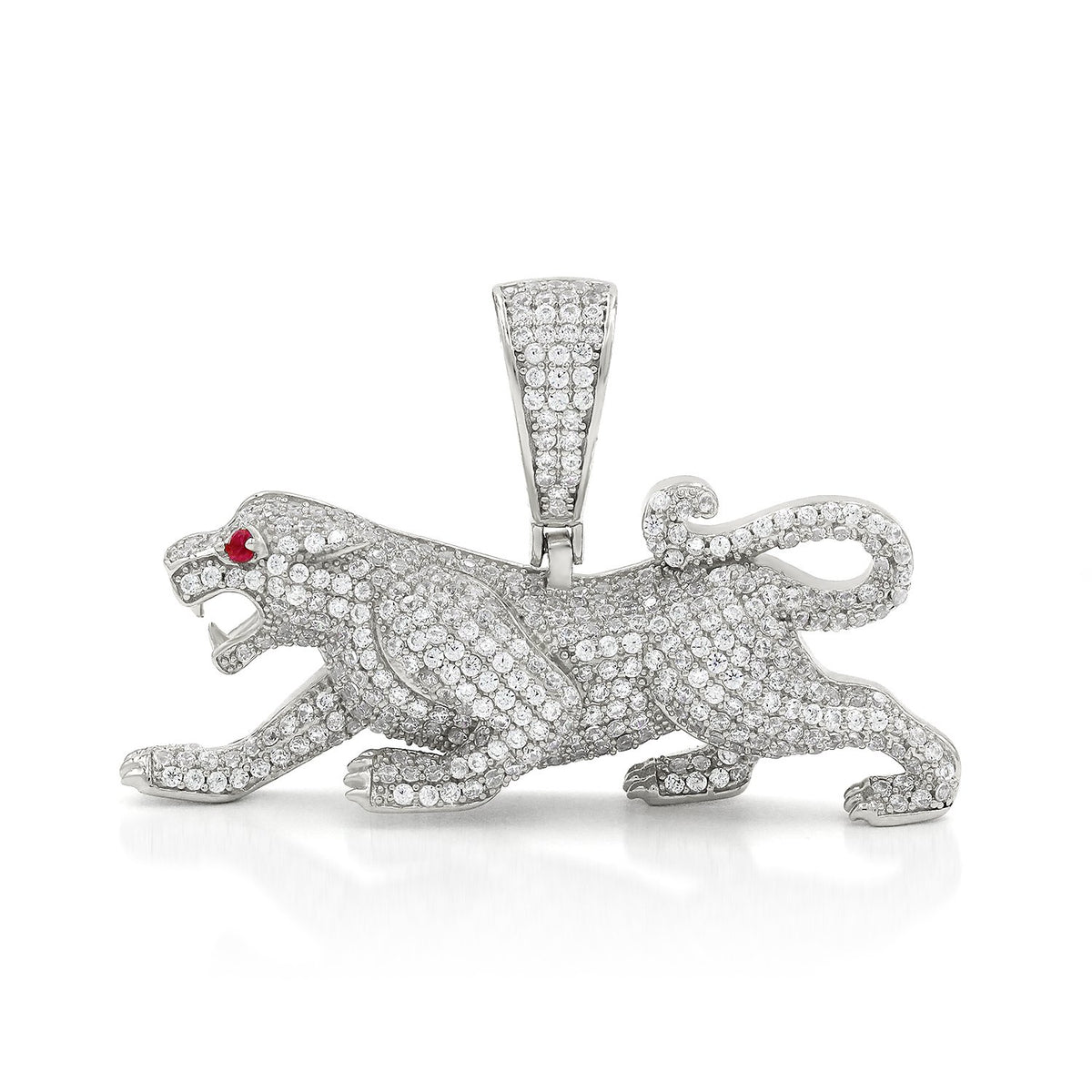 925 Sterling Silver Micro Pave 3D Panther Pendant Only