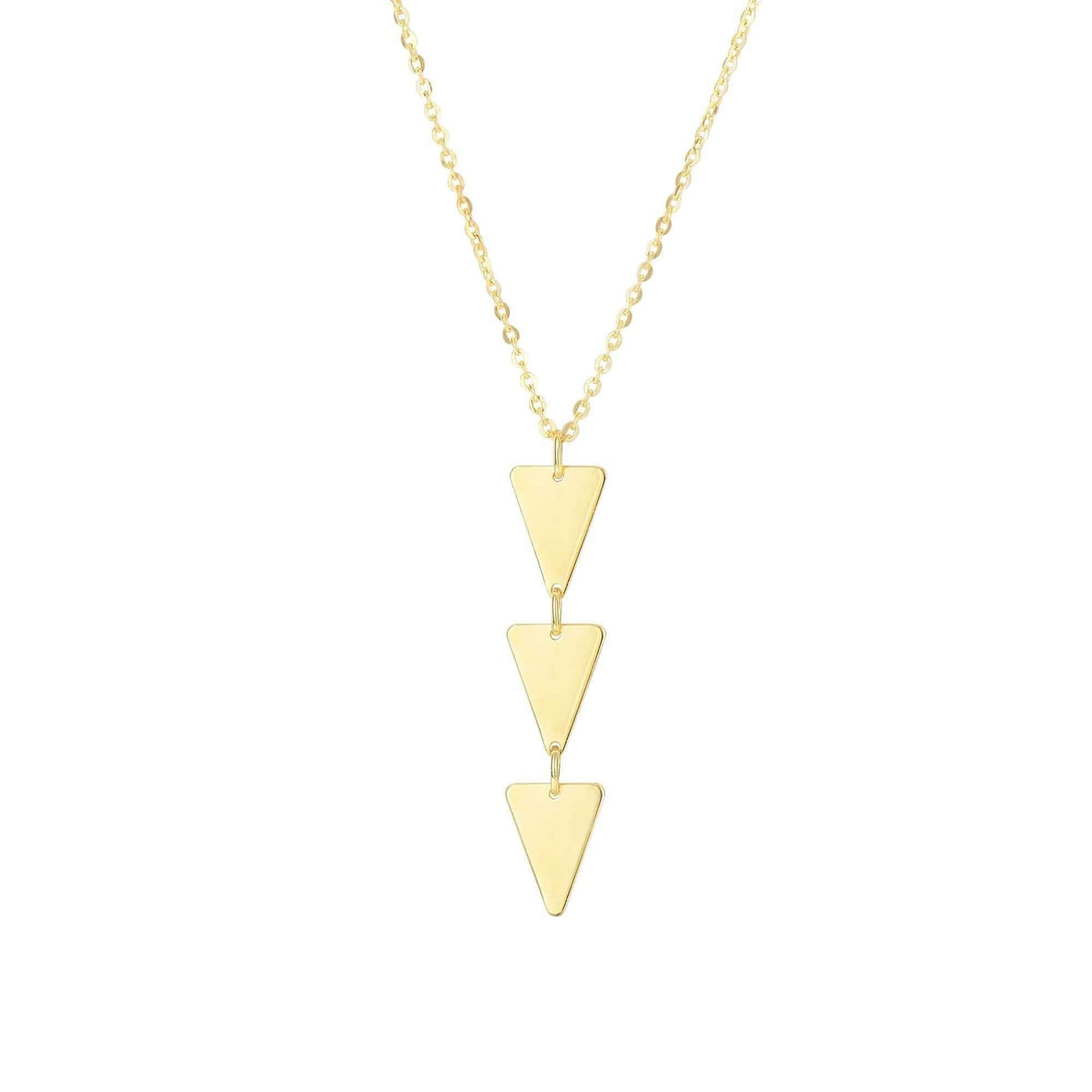 14K Yellow Gold 3 Tier Triangle Pendant Necklace