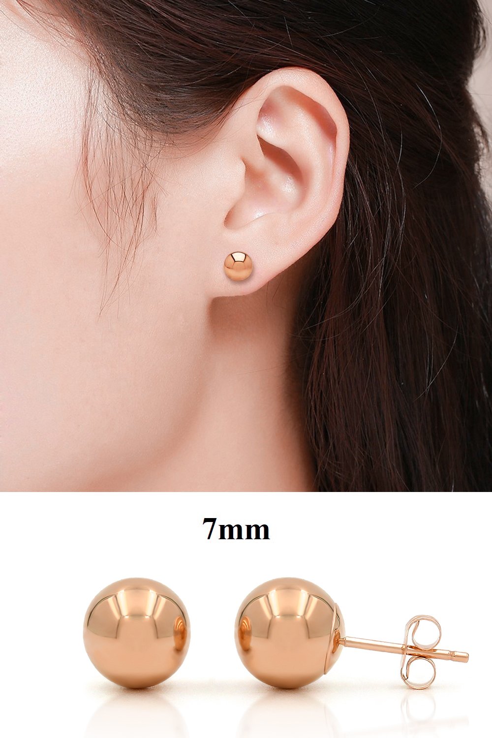 Medium Sphere Post Earrings Rose Gold