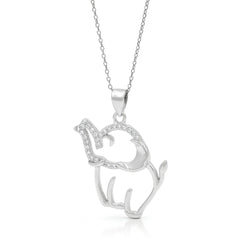 925 Sterling Silver Micro Pave Elephant Pendant Necklace