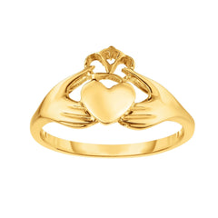 14K Yellow Gold High Polish Claddagh Ring