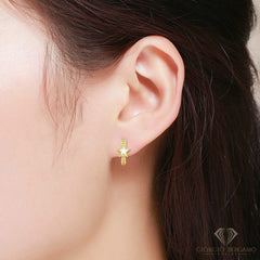 925 Sterling Silver Gold Plated Star Enamel Huggie Hoop Earrings