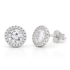 925 Sterling Silver Micro Pave Halo Stud Earrings