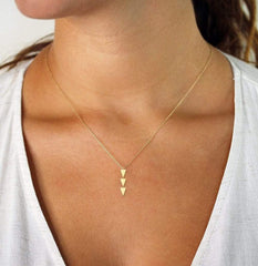 14K Yellow Gold 3 Tier Triangle Pendant Necklace