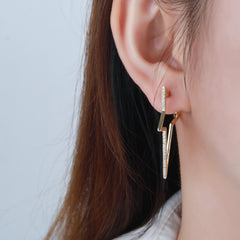 Gold Plated Micro Pave Star Hoop Earring