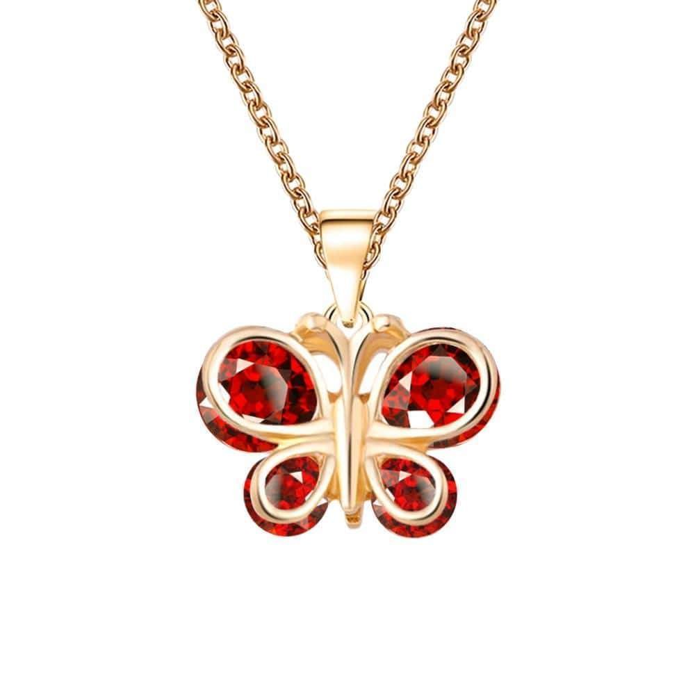 Gold Plated Crystal Butterfly Childrens Pendant Necklace