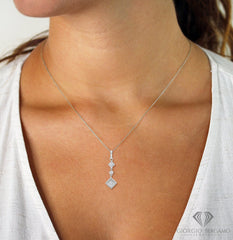 0.30 CTTW Moissanite Geometric Drop Pendant Necklace in 925 Sterling Silver