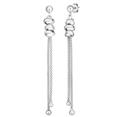 925 Sterling Silver Fancy Polished Popcorn Chain Drop Earrings