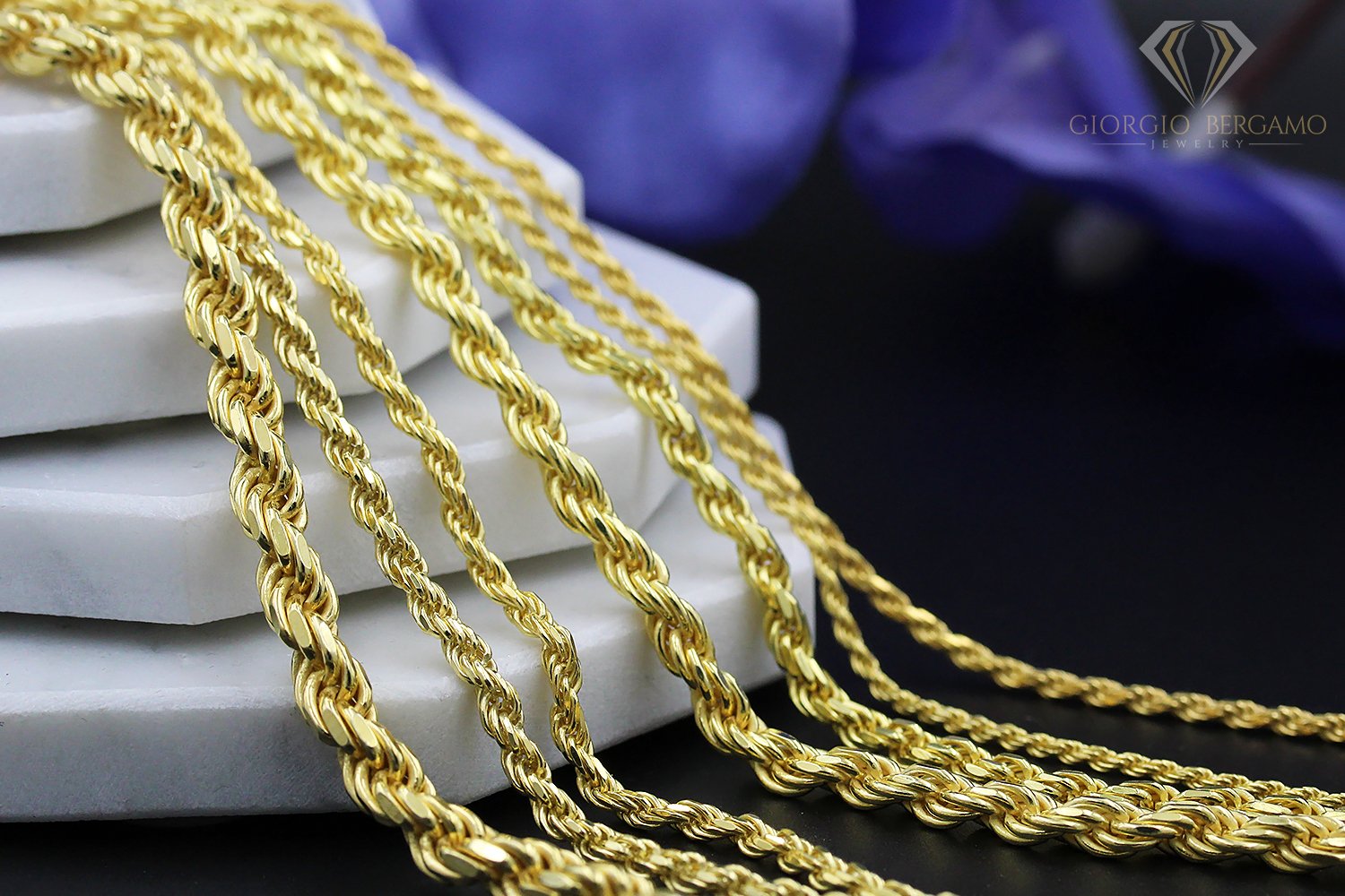 Buy 14k Yellow Gold Solid 3mm Diamond Cut Rope Chain Bracelet, 7