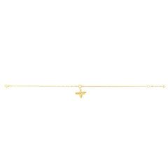 14K Yellow Gold Paper Clip Chain With Bumblebee Charm Ankle Bracelet