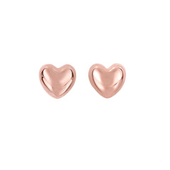 14K Gold Polished Puffed Heart Stud Earrings