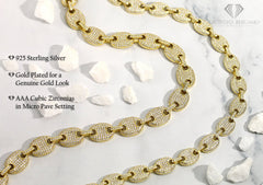 925 Sterling Silver 9mm Puff Mariner Hollow Yellow Gold Plated Chain –  Giorgio Bergamo
