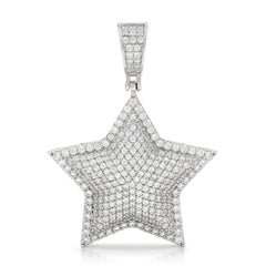 925 Sterling Silver Micro Pave Puffed Hip Hop Star Pendant Only