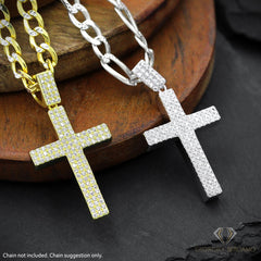 925 Sterling Silver Micro Pave Cross Pendant Only