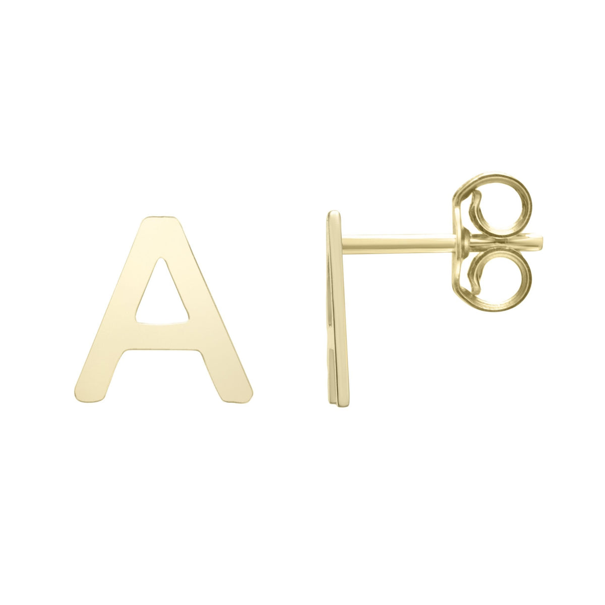 14K Yellow Gold Polished Initial Stud Earrings