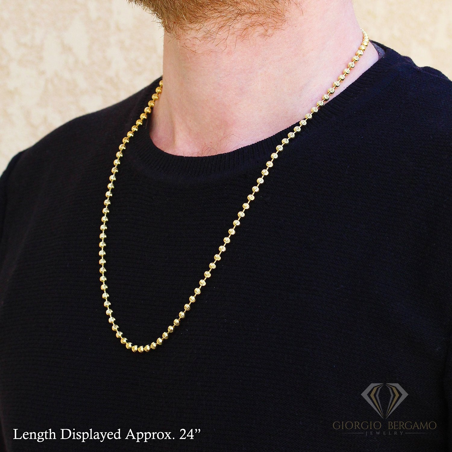 14k Yellow Gold Mens Moon Ball Bead Chain 4 mm – Avianne Jewelers